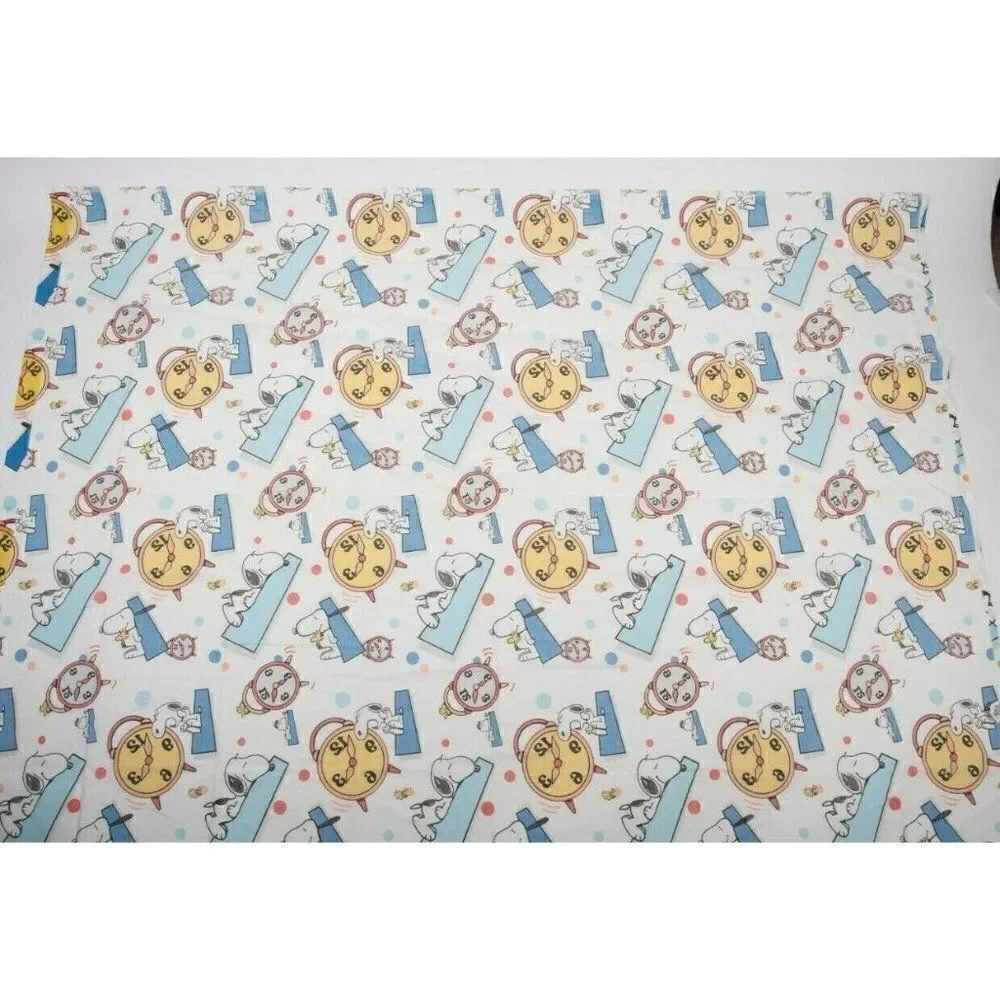 Vtg 60s Peanuts Twin Flat Sheet Snoopy Woodstock